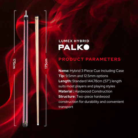 Hybrid 3 Piece Cue Inc Case - Red